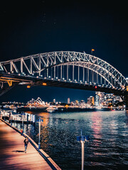 Sydney by night, Harbour Bridge, NSW, Australia