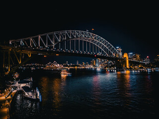 Naklejka premium Sydney by night, Harbour Bridge, NSW, Australia