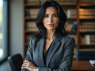 Mature female lawyer and legal consultant in modern law firm office