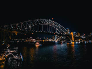 Obraz premium Sydney by night, Harbour Bridge, NSW, Australia