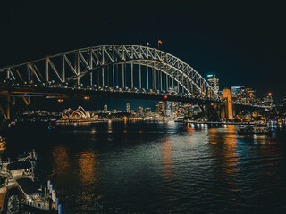 Obraz premium Sydney by night, Harbour Bridge, NSW, Australia