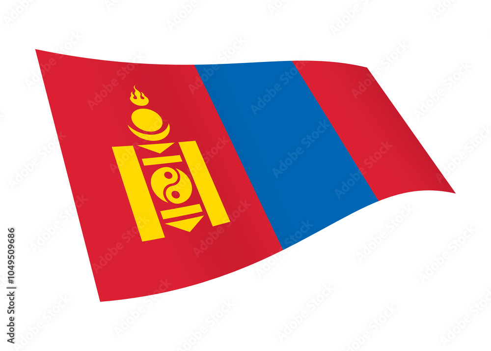 Poster mongolia waving flag with clipping path