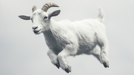 Obraz premium A playful goat with short horns, floating on a transparent background
