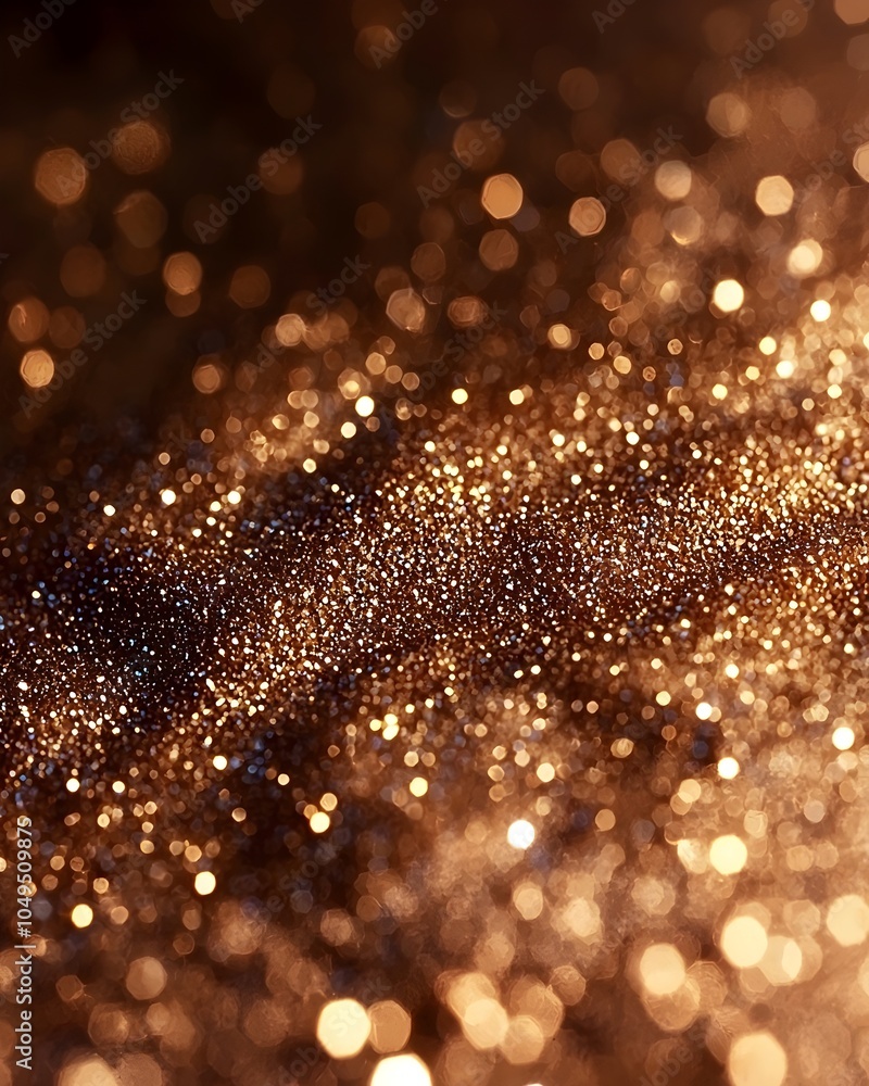 Poster a mesmerizing close-up of shimmering golden glitter, creating a warm and enchanting atmosphere with 