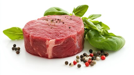 Fototapeta premium A prime cut of raw beef steak, isolated on a clear background, ready for culinary designs