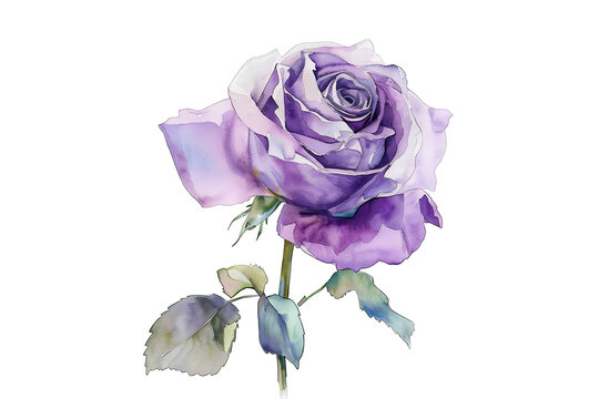 Purple Rose 20x18cm, Botanical top Art, Flower Watercolour Painting, Nature Painting, Floral Illustration, Watercolor Artwork, Rose Painting,