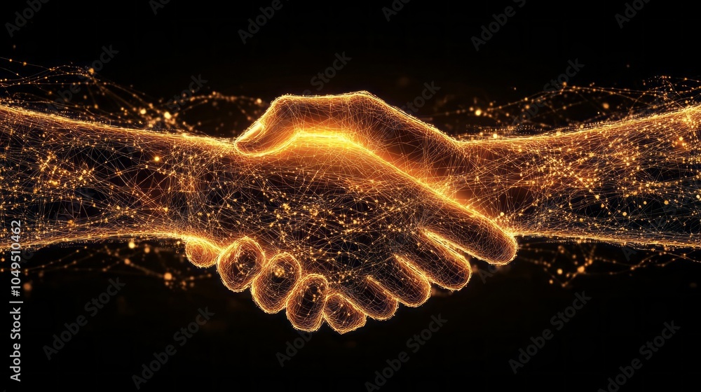 Poster a hand shaking another hand in a digital image