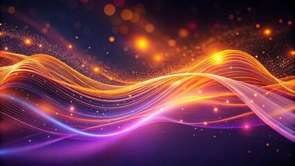 Obraz premium Minimalistic Futuristic Background with Flowing Glowing Lines in Vibrant Orange and Purple Hues