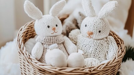 Obraz premium Adorable handcrafted bunny dolls bring whimsy and comfort to your home decor