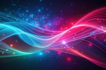 Obraz premium Minimalistic Tech Background with Flowing Glowing Lines in Bright Red for Modern Digital Designs