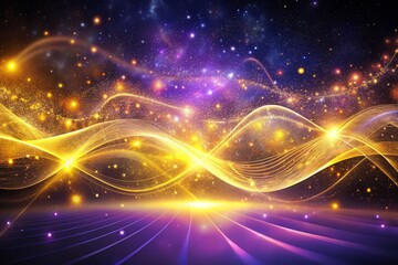 Fototapeta premium Shimmering Cosmos Inspired Canvas with Glowing Yellow and Purple Lines for Abstract Art Lovers