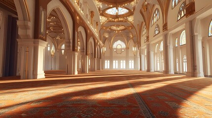 Obraz premium A spacious, beautifully designed interior with ornate architecture and soft lighting.