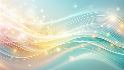 Soft Pale Aqua and Ivory Light Background with Flowing Glowing Pastel Elements for Design Use