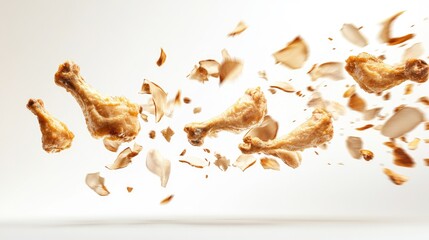 Striking Fried Chicken Legs in Motion