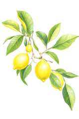 Obraz premium lemon tree branch sketch illustration design isolated transparent background png .png
