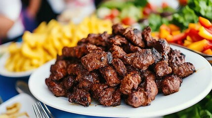 Fototapeta premium Discover how grilled meat delights enhance your culinary experience at social gatherings