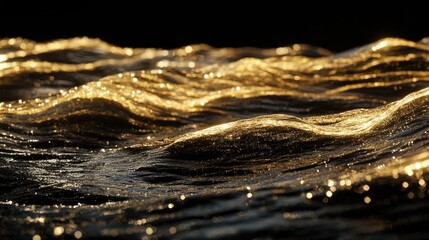 Artistic Golden Waves in Sparkling Light