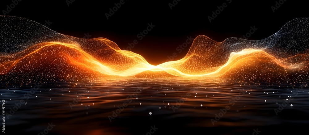 Aufkleber a mesmerizing blend of golden-orange and blue waves reflecting soft light, creating a dynamic visual