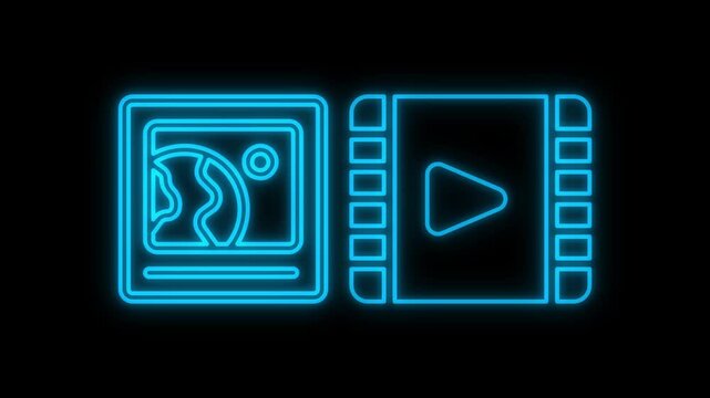 Glowing neon documentary sign animation on a black background.