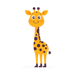 Obraz premium A cartoon giraffe with a big smile on its face. The giraffe is standing on a white background