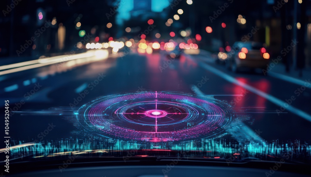Poster digital compass visualization on car windshields boosts navigation in real time.
