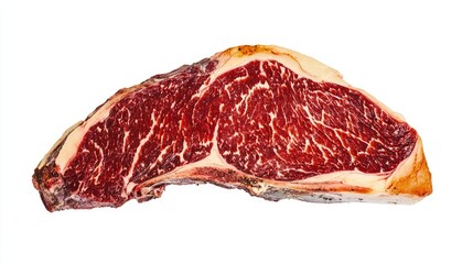 Obraz premium Raw steak with rich marbling, displayed on a transparent background