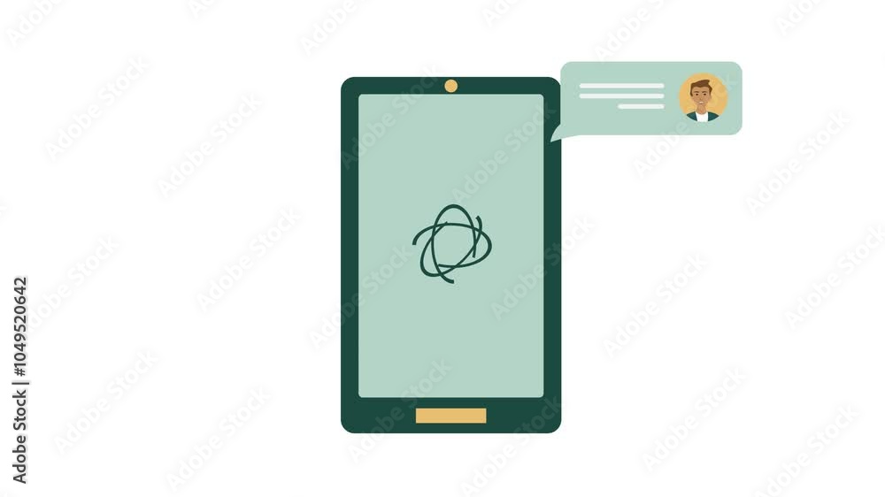 Aufkleber people talk on chat app on using mobile phone. online conversation with profile on bubble speech ani