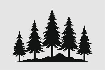 Obraz premium Monochrome Vector Illustrations of Coniferous Trees Elegant Tree Designs in Black and White
