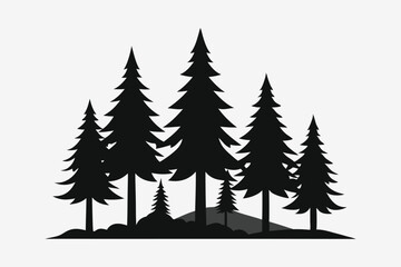 Monochrome Vector Illustrations of Coniferous Trees Elegant Tree Designs in Black and White