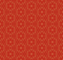 red, gold, white, flower, fabric ethnic abstract seamless pattern. design for background, wallpaper, carpet, clothing, batik, textile, embroidery, sarong, interior decoration, floor, curtain, printing