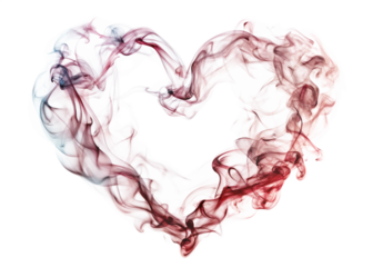 shape of a heart made out of smoke isolated on white background as transparent. PNG