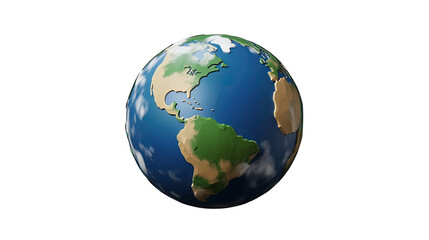 Fototapeta premium A 3D illustration of an Earth globe showing continents and oceans, isolated on a white background
