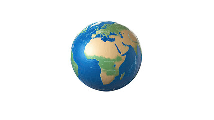 Obraz premium A 3D illustration of an Earth globe showing continents and oceans, isolated on a white background