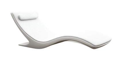 A blue chair and armchair isolated on a white background, surrounded by various office objects like a computer, phone, and shoes