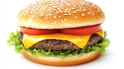 Juicy Cheeseburger with Fresh Toppings on a Sesame Bun