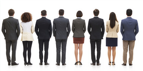 Businesspeople standing with their backs turned in a line