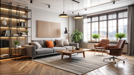 modern living room with fireplace