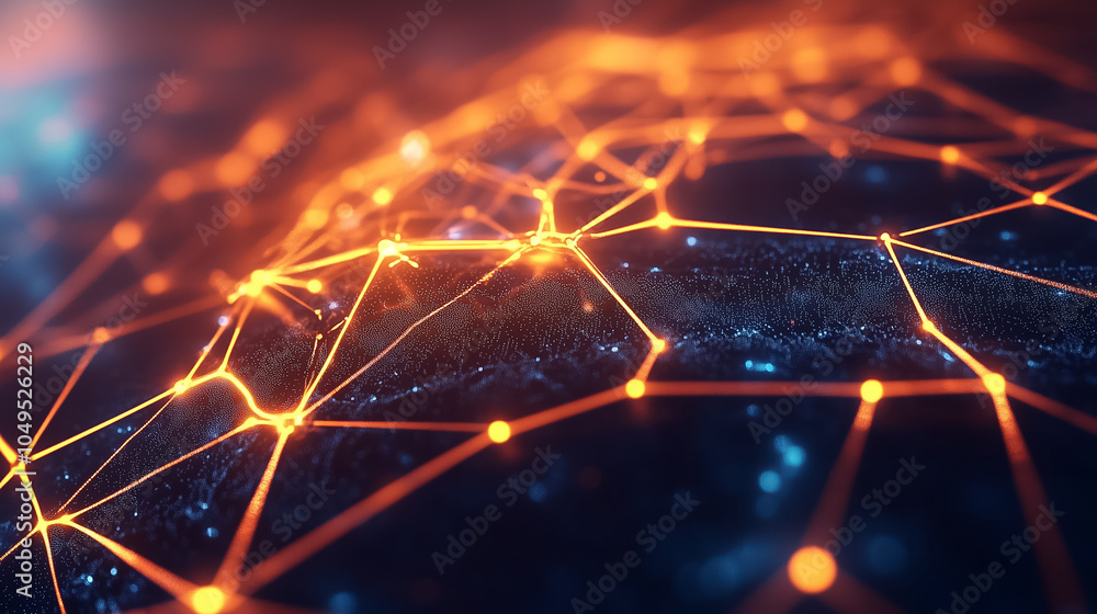 Poster an intricate network of interconnected nodes illuminates the dark space, representing neural connect