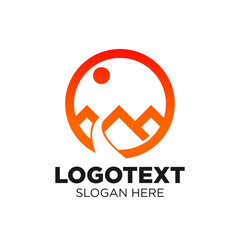 Sunset Mountain Path Logo for Outdoor and Travel Branding