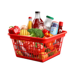 shopping cart full of groceries