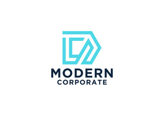 Fototapeta premium Simple Initial Letter D Logo. Geometric Shape Origami Style isolated on White Background. Usable for Business and Branding Logos.