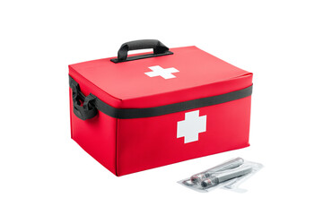 Red First Aid Kit with Medical Supplies