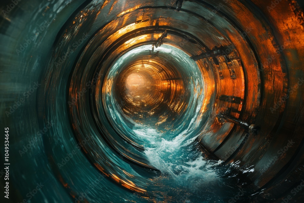 Poster immerse in the captivating flow of advanced liquid engineering while exploring a dynamic tunnel that