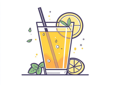 recommend clip art: A glass of lemonade with a lemon slice and a green mint leaf. 