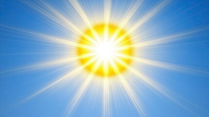 Obraz premium A brilliant sun shining against a perfectly blue sky with no clouds, representing energy, clarity, and optimism, perfect for weather or summer themes.