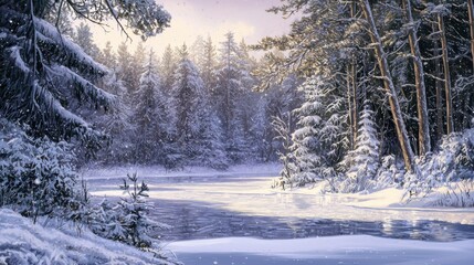Obraz premium Tranquility of the Winter Forest