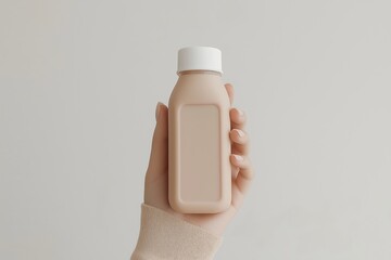 Elegant 350ml Square Milk Bottle with Black Sesame and Red Bean Flavor in Hand