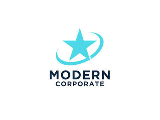Fototapeta premium Simple Star Logo. Geometric Star Shape with Line Wave Comet isolated on White Background. Usable for Business and Branding Logos.