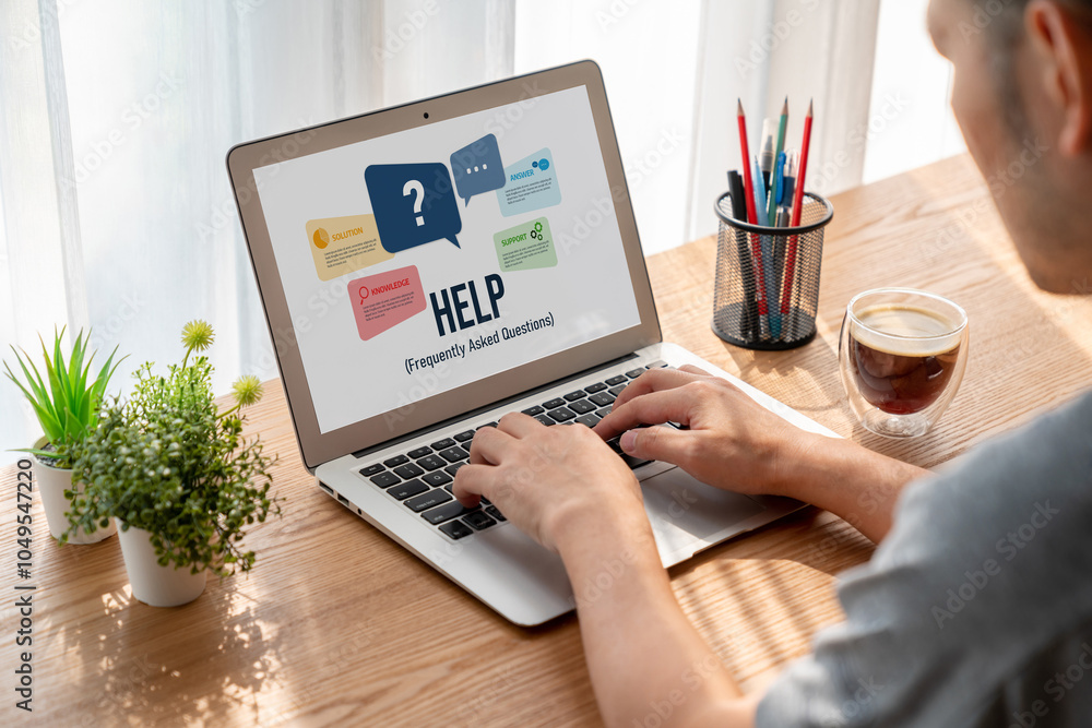 Poster help screen on the website provide answer to faq frequently asked question snugly with knowledge inf