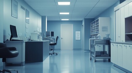 Fototapeta premium A well-lit, clean healthcare office with essential medical equipment, representing professionalism for clinical marketing